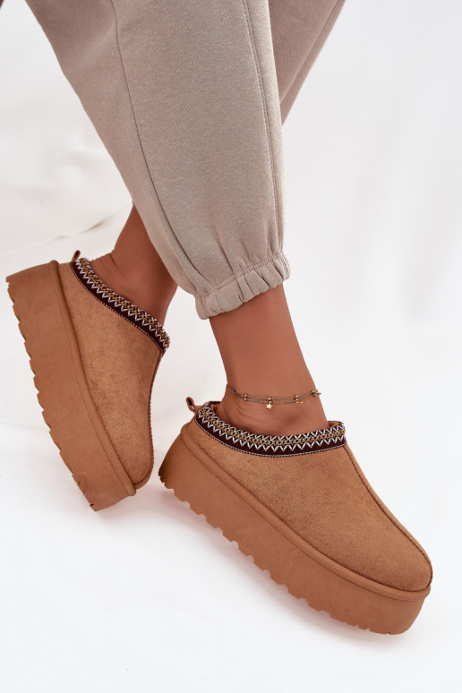 Snehule Dámske S Ornatem Haftem Hnedá farba Jenira