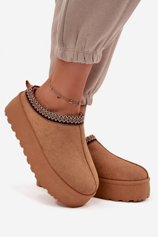 Snehule Dámske S Ornatem Haftem Hnedá farba Jenira