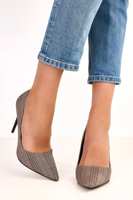 Sivé kárované vysoké podpätky Paula Sivé kárované vysoké podpätky Paula