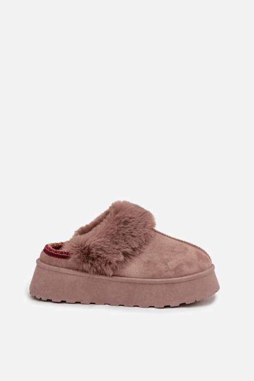 Snehule Dámske s platformou s kožušinou I Haftem béžová Querina Snehule Dámske s platformou s kožušinou I Haftem béžová Querina