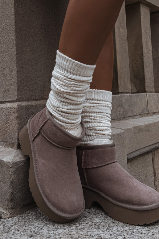 Snehule DámskeZapnutéturalnego zo semišuu zahriať sa s kožušinou vo vnútri khaki farby Milora Snehule DámskeZapnutéturalnego zo semišuu zahriať sa s kožušinou vo vnútri khaki farby Milora