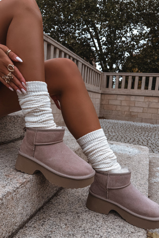 Snehule DámskeZapnutéturalnego zo semišuu zahriať sa s kožušinou vo vnútri khaki farby Milora Snehule DámskeZapnutéturalnego zo semišuu zahriať sa s kožušinou vo vnútri khaki farby Milora