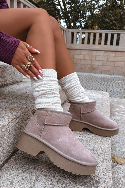 Snehule DámskeZapnutéturalnego zo semišuu zahriať sa s kožušinou vo vnútri khaki farby Milora Snehule DámskeZapnutéturalnego zo semišuu zahriať sa s kožušinou vo vnútri khaki farby Milora