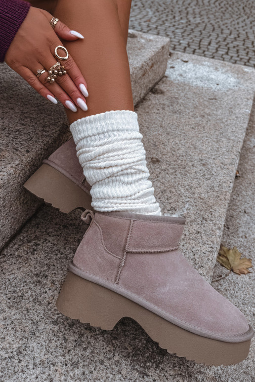 Snehule DámskeZapnutéturalnego zo semišuu zahriať sa s kožušinou vo vnútri khaki farby Milora Snehule DámskeZapnutéturalnego zo semišuu zahriať sa s kožušinou vo vnútri khaki farby Milora