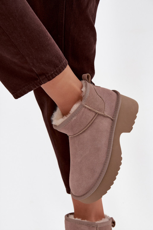 Snehule DámskeZapnutéturalnego zo semišuu zahriať sa s kožušinou vo vnútri khaki farby Milora Snehule DámskeZapnutéturalnego zo semišuu zahriať sa s kožušinou vo vnútri khaki farby Milora