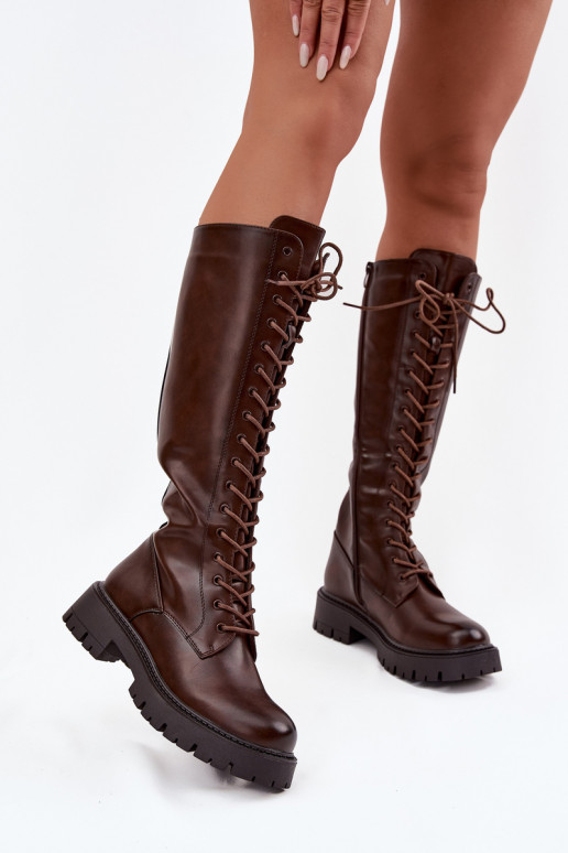 zahriať sa so šnúrkami dámske čižmy CzekoladoIne Meliora