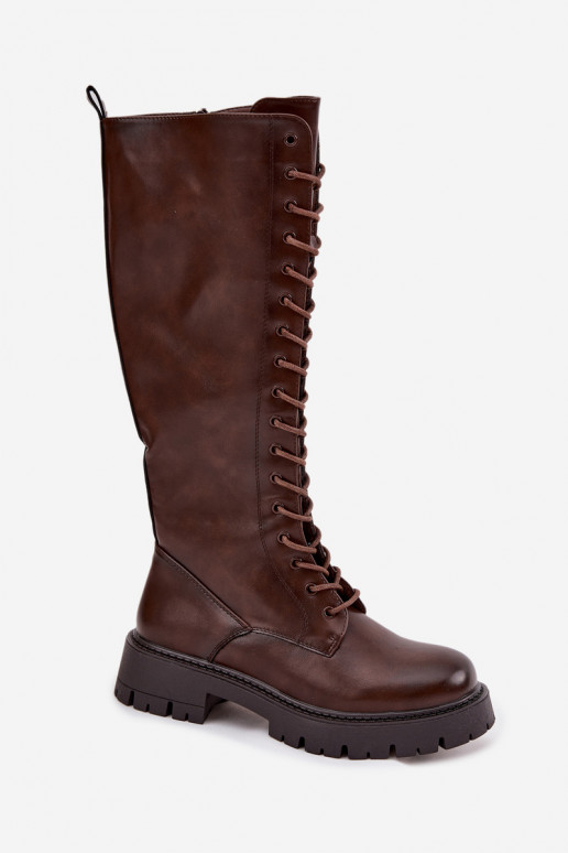 zahriať sa so šnúrkami dámske čižmy CzekoladoIne Meliora