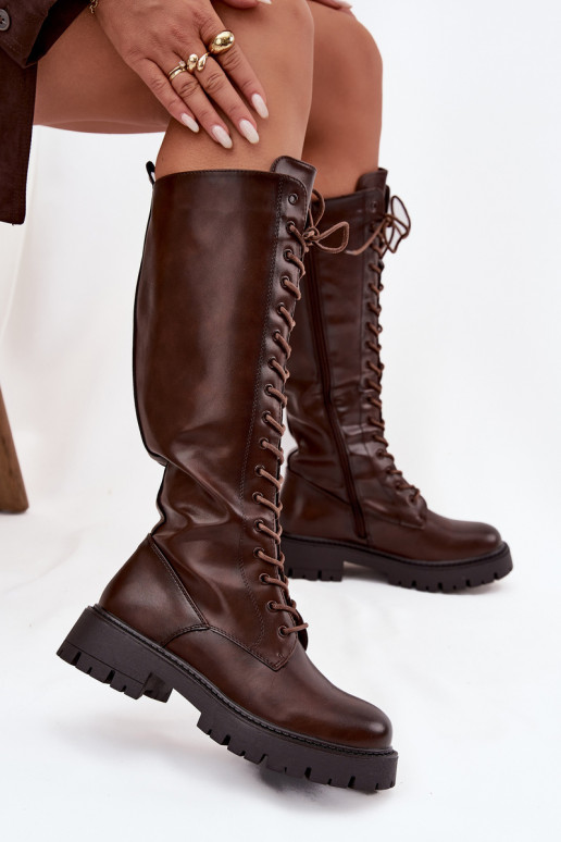 zahriať sa so šnúrkami dámske čižmy CzekoladoIne Meliora