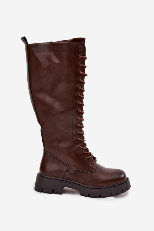 zahriať sa so šnúrkami dámske čižmy CzekoladoIne Meliora