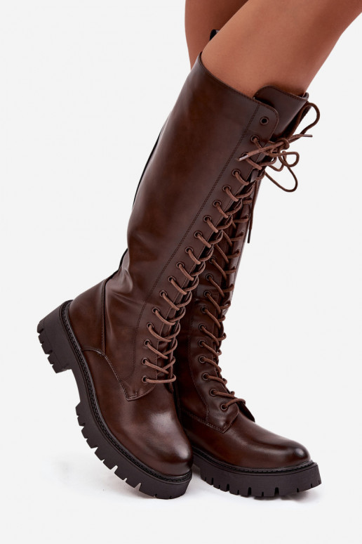 zahriať sa so šnúrkami dámske čižmy CzekoladoIne Meliora