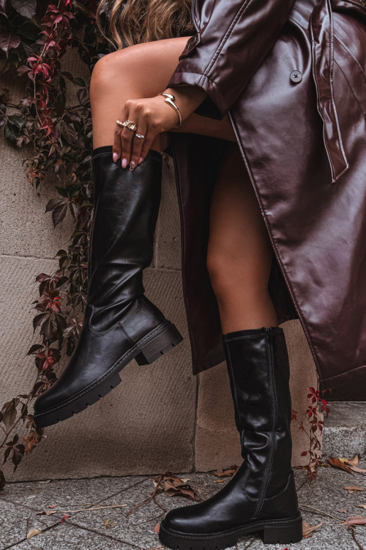 dámske čižmy z eko kože čierna Oceana