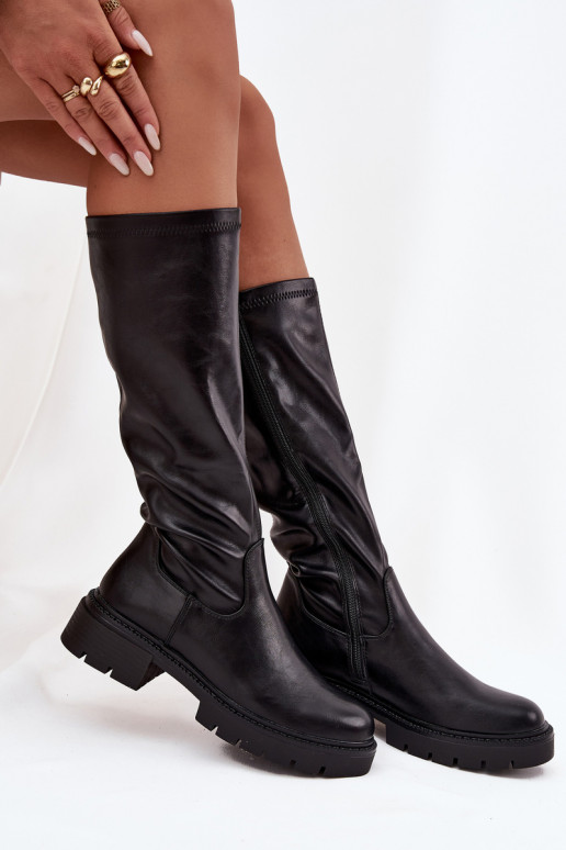 dámske čižmy z eko kože čierna Oceana