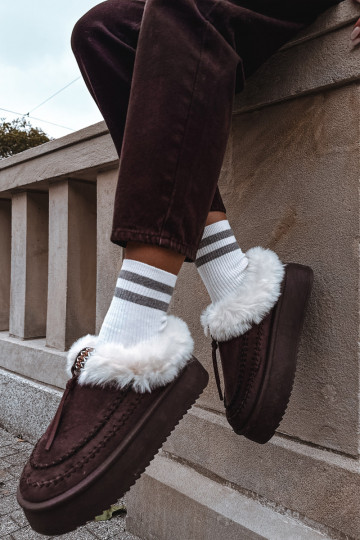 Snehule Dámske s kožušinou s platformou CzekoladoIne Rosmira 2