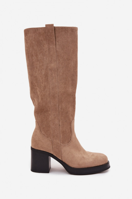 Teplé čižmy Zapnuté masívnom póle béžová Sanelle Teplé čižmy Zapnuté masívnom póle béžová Sanelle