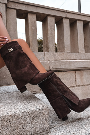 zahriať sa Dámske čižmy so zdobenými podpätkami CzekoladoIne Luvielle