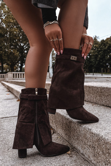 zahriať sa Dámske čižmy so zdobenými podpätkami CzekoladoIne Luvielle 2