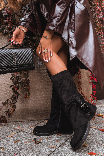 dámske čižmy S nazberaným zvrškom I s prackami čierna Ophelis 2