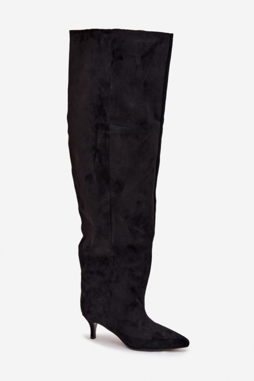 Trvalý model dámske čižmy s tenkými podpätkami čierna Ysolienne