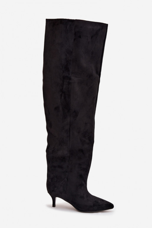 Trvalý model dámske čižmy s tenkými podpätkami čierna Ysolienne