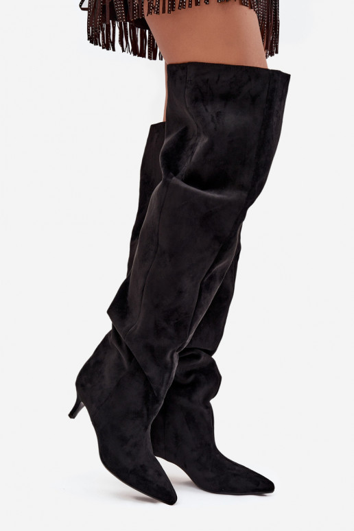 Trvalý model dámske čižmy s tenkými podpätkami čierna Ysolienne