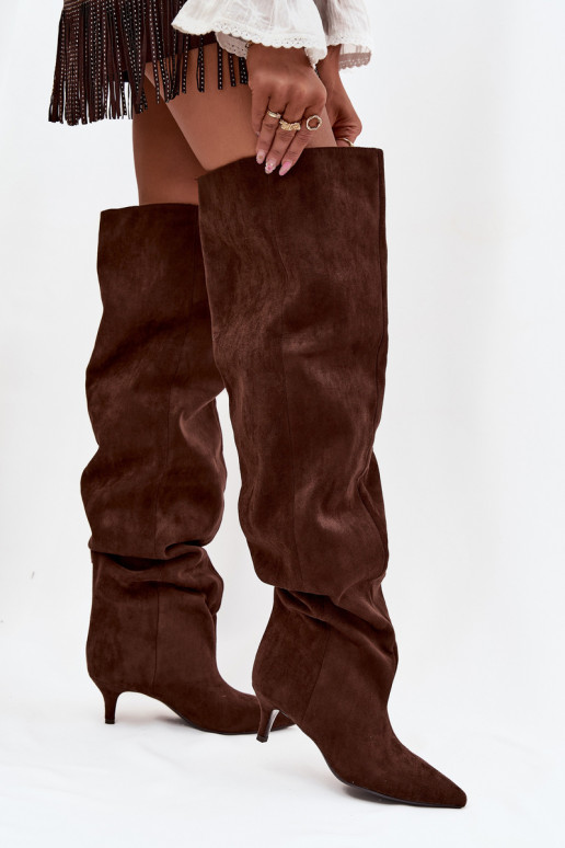 Trvalý model dámske čižmy s tenkými podpätkami CzekoladoIne Ysolienne