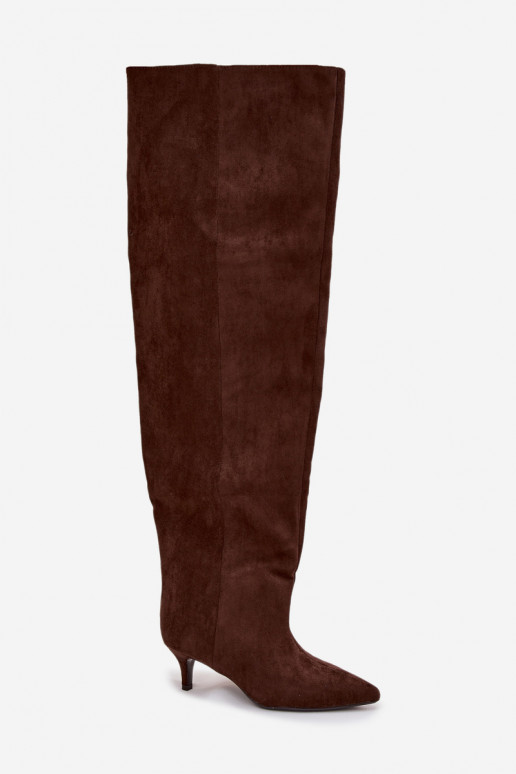Trvalý model dámske čižmy s tenkými podpätkami CzekoladoIne Ysolienne