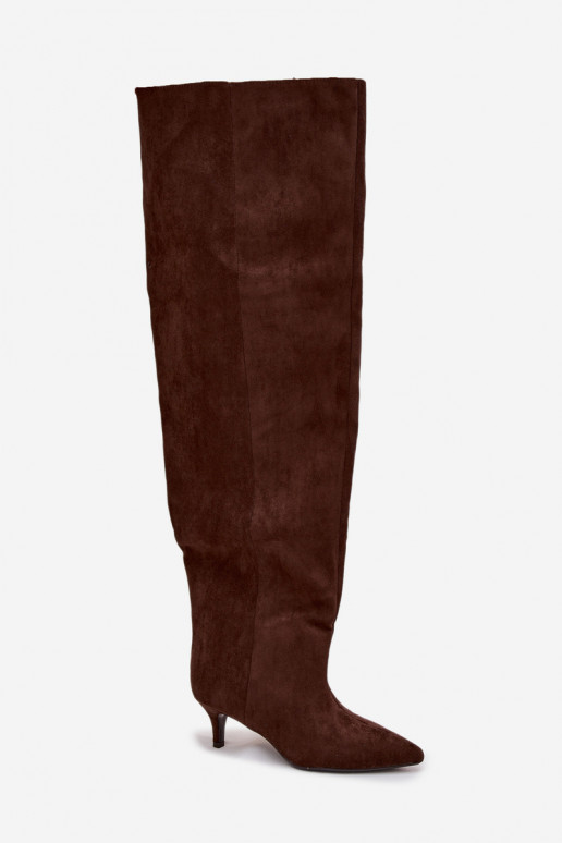 Trvalý model dámske čižmy s tenkými podpätkami CzekoladoIne Ysolienne