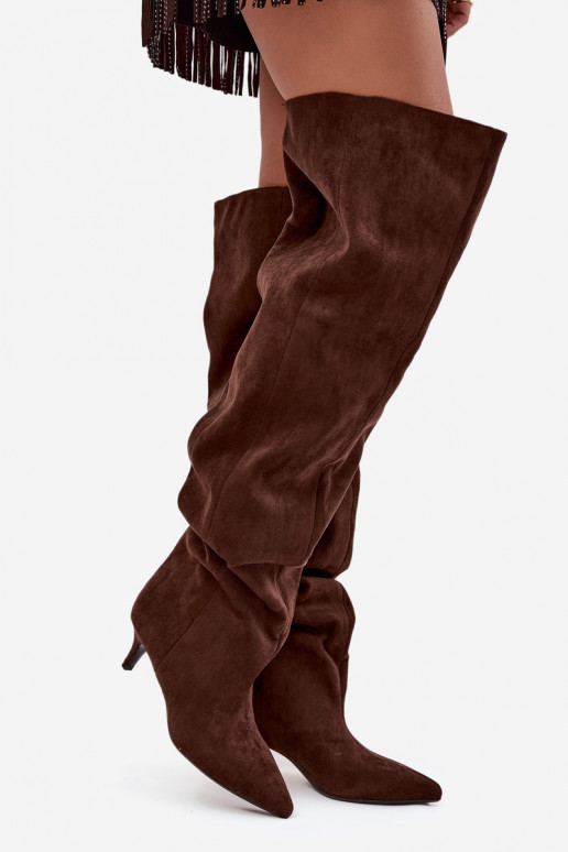 Trvalý model dámske čižmy s tenkými podpätkami CzekoladoIne Ysolienne