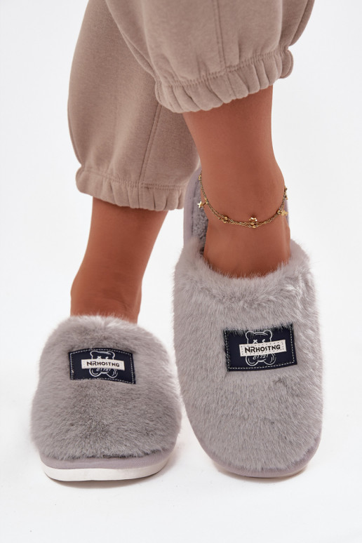 topánky domáce Papuče Dámske s kožušinou sivá Máelis