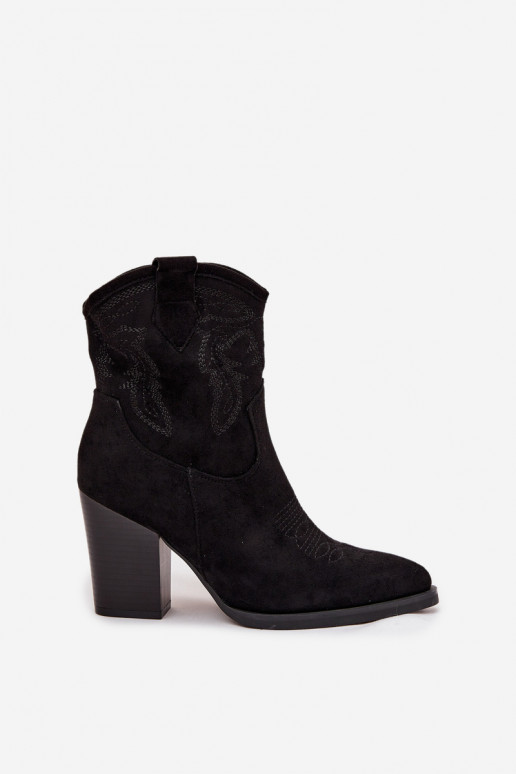 čižmy v kovbojskom štýle Dámske s podpätkami z eko semišuoIne čierna Carissa čižmy v kovbojskom štýle Dámske s podpätkami z eko semišuoIne čierna Carissa