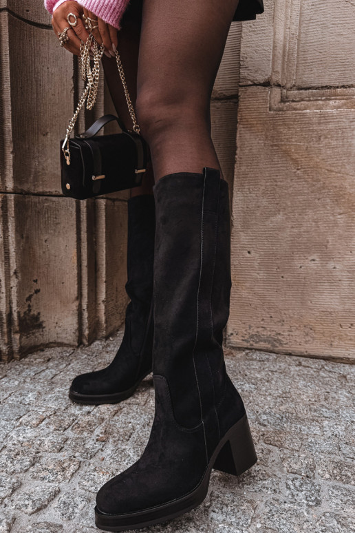 Teplé čižmy Zapnuté masívnom póle čierna Sanelle Teplé čižmy Zapnuté masívnom póle čierna Sanelle