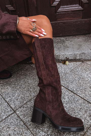 Teplé čižmy Zapnuté masívnom póle CzekoladoIne Sanelle 2