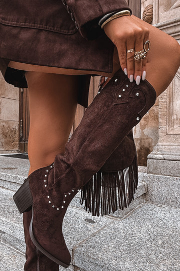 Dámske čižmy kovbojský štýl S Dekoráciou s podpätkami CzekoladoIne Darella 2