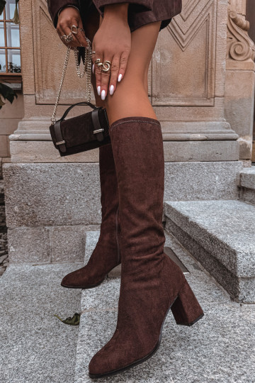dámske čižmy s podpätkamiz eko semišuu CzekoladoIne Yelisse 2