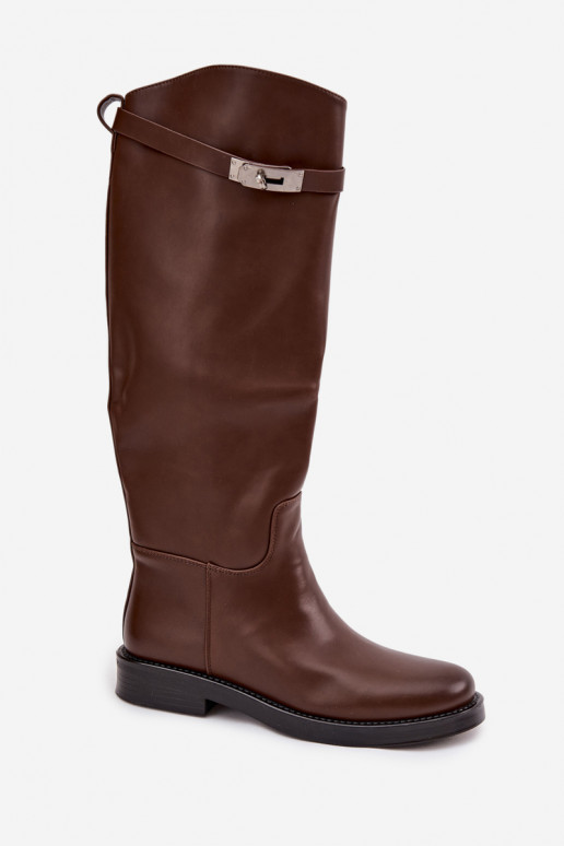 dámske čižmy so zdobenými podpätkami Eko Kožené CzekoladoIne Palisse