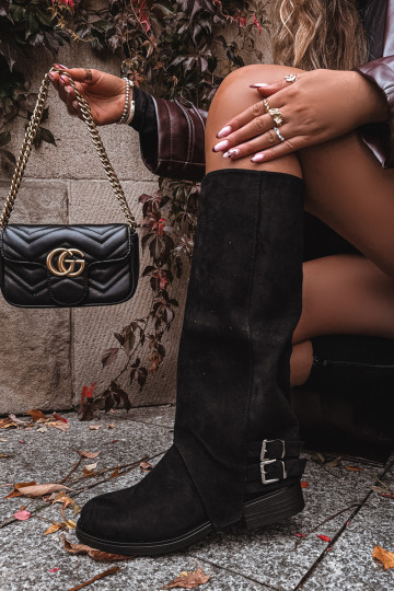 zahriať sa dámske čižmy s prackami čierna Umbria