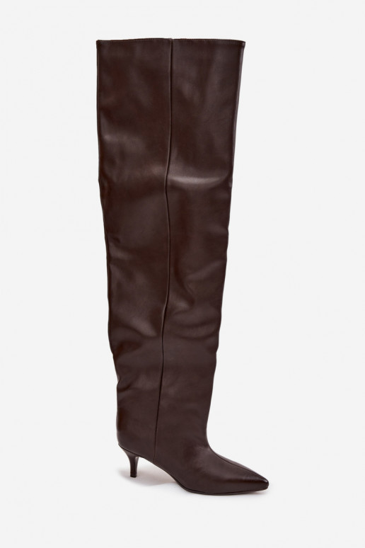 Trvalý model dámske čižmy s tenkými podpätkami CzekoladoIne Ysolienne