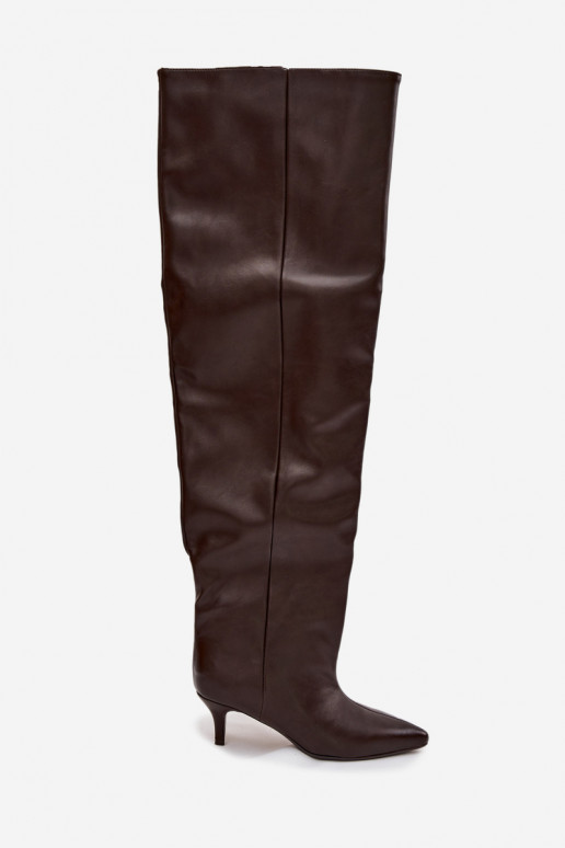 Trvalý model dámske čižmy s tenkými podpätkami CzekoladoIne Ysolienne