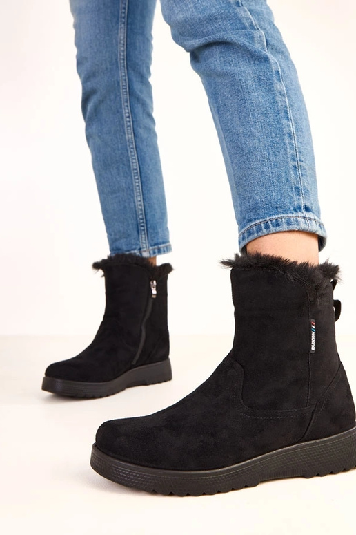 Čierne dámske teplé čižmy z umelého... Čierne dámske teplé čižmy z umelého...