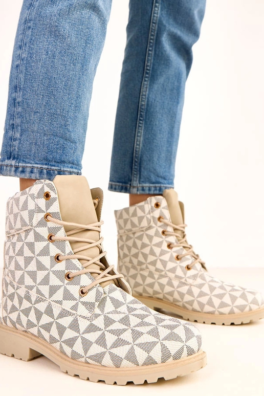 Pieskové-čierne pracovné topánky s... Pieskové-čierne pracovné topánky s...