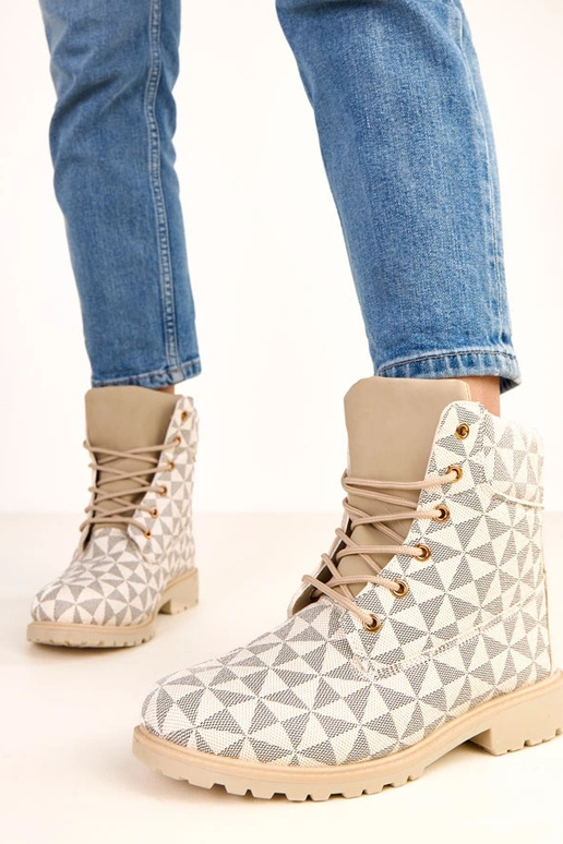 Pieskové-čierne pracovné topánky s... Pieskové-čierne pracovné topánky s...