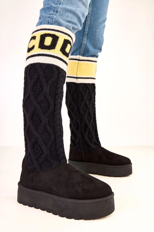 Čierne snehové topánky s platformou a... Čierne snehové topánky s platformou a...