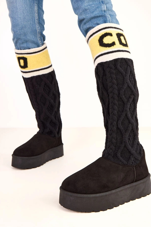 Čierne snehové topánky s platformou a... Čierne snehové topánky s platformou a...