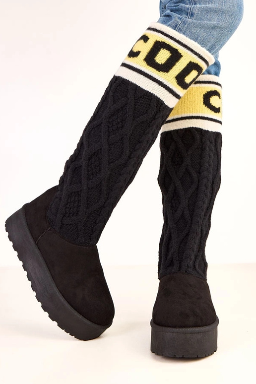 Čierne snehové topánky s platformou a... Čierne snehové topánky s platformou a...