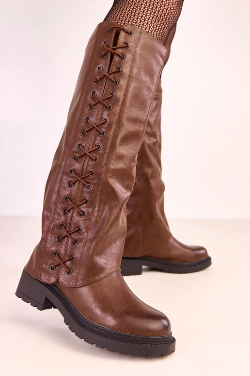 Hnedé vysoké čižmy s odnímateľným...