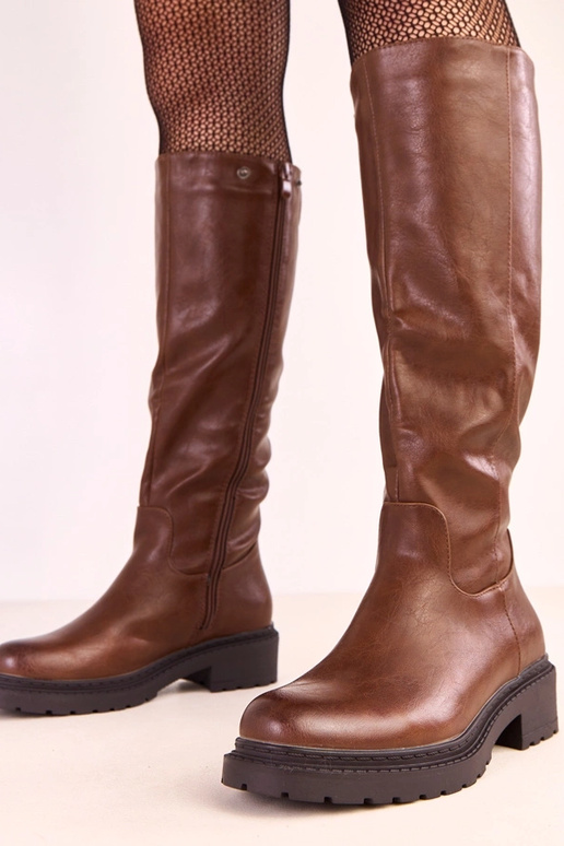 Hnedé vysoké čižmy s odnímateľným...