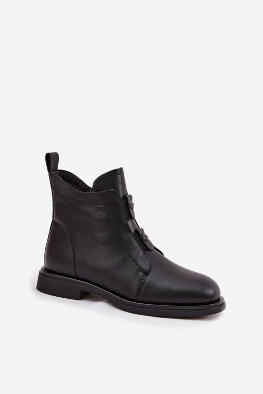 Kožené zahriať sa Dámske čižmy D&A MK52-026 čierna Kožené zahriať sa Dámske čižmy D&A MK52-026 čierna