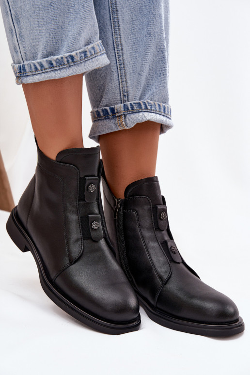 Kožené zahriať sa Dámske čižmy D&A MK52-026 čierna Kožené zahriať sa Dámske čižmy D&A MK52-026 čierna