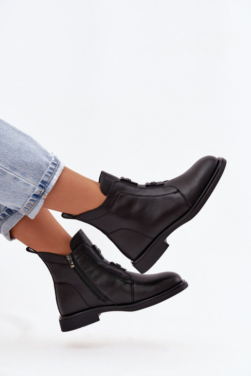 Kožené zahriať sa Dámske čižmy D&A MK52-026 čierna Kožené zahriať sa Dámske čižmy D&A MK52-026 čierna