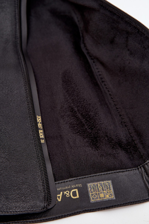 Kožené dámske čižmy so širokými podpätkami zahriať sa D&A JC52-837 čierna Kožené dámske čižmy so širokými podpätkami zahriať sa D&A JC52-837 čierna